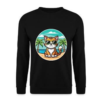 American Bobtail Cat Breed Cartoon Sunglass Beach - Unisex Sweatshirt - black - Front - Alina (178cm) & Michal (187cm)