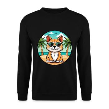 Lunettes de soleil de dessin animé de race de chat à poil long allemand plage - Sweat-shirt Unisexe - noir - Devant - Alina (178cm) & Michal (187cm)