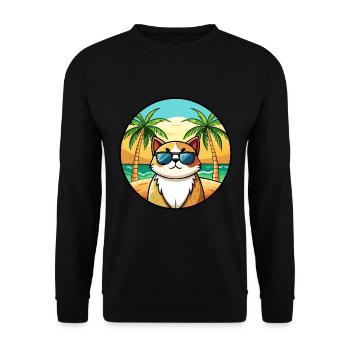 Exotische Kurzhaarkatze Rasse Cartoon Sonnenbrille Strand - Unisex Pullover - Schwarz - Vorne - Alina (178cm) & Michal (187cm)