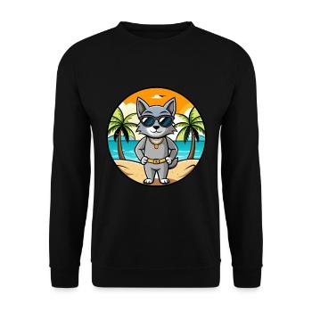 Korat Katzenrasse Cartoon Sonnenbrille Strand - Unisex Pullover - Schwarz - Vorne - Alina (178cm) & Michal (187cm)