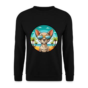 Peterbald Cat Breed Cartoon Lunettes de soleil Beach - Sweat-shirt Unisexe - noir - Devant - Alina (178cm) & Michal (187cm)