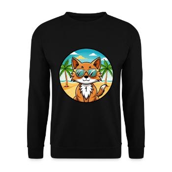 Lunettes de soleil Kawaii de race de chat somalienne de dessin animé plage - Sweat-shirt Unisexe - noir - Devant - Alina (178cm) & Michal (187cm)