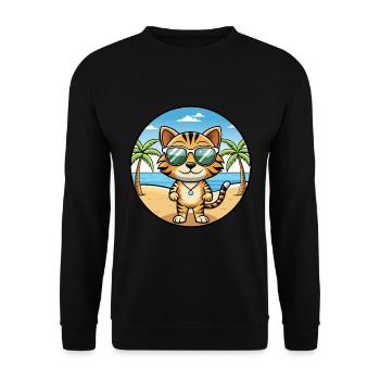 Toyger Katze Rasse Cartoon Kawaii Sonnenbrille Strand - Unisex Pullover - Schwarz - Vorne - Alina (178cm) & Michal (187cm)
