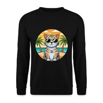 Scottish Fold Shorthair Cat Breed Cartoon Beach - Sweat-shirt Unisexe - noir - Devant - Alina (178cm) & Michal (187cm)