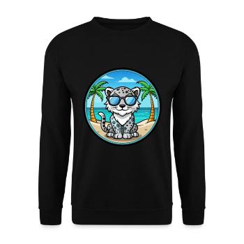 Léopard des neiges bébé chat race dessin animé lunettes de soleil plage - Sweat-shirt Unisexe - noir - Devant - Alina (178cm) & Michal (187cm)