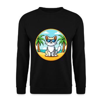 Turc Van Chat Race Dessin Animé Lunettes de Soleil Plage - Sweat-shirt Unisexe - noir - Devant - Alina (178cm) & Michal (187cm)