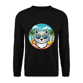 Turkish Angora Cat Breed Cartoon Sunglasses Beach - Unisex Sweatshirt - black - Front - Alina (178cm) & Michal (187cm)