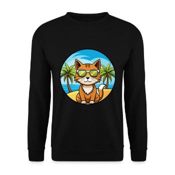 Havanna Braun Katze Rasse Cartoon Sonnenbrille Strand - Unisex Pullover - Schwarz - Vorne - Alina (178cm) & Michal (187cm)