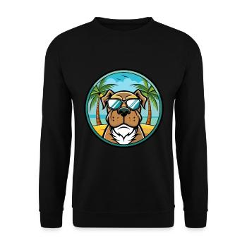 Alpine Mastiff Dog Breed Cartoon Sunglasses Beach - Unisex Sweatshirt - black - Front - Alina (178cm) & Michal (187cm)