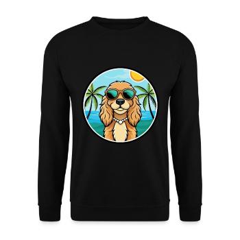 American Cocker Spaniel Hunderasse Cartoon Beach - Unisex Pullover - Schwarz - Vorne - Alina (178cm) & Michal (187cm)