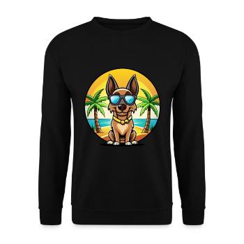 Belge Malinois Chien Race Dessin Animé Lunettes De Soleil Plage - Sweat-shirt Unisexe - noir - Devant - Alina (178cm) & Michal (187cm)