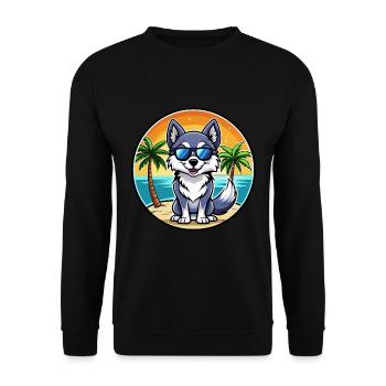 Alaskan Klee Kai Chien Race Dessin Animé Lunettes De Soleil Plage - Sweat-shirt Unisexe - noir - Devant - Alina (178cm) & Michal (187cm)