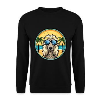 Afghanischer Windhund Hunderasse Cartoon Sonnenbrille Strand - Unisex Pullover - Schwarz - Vorne - Alina (178cm) & Michal (187cm)