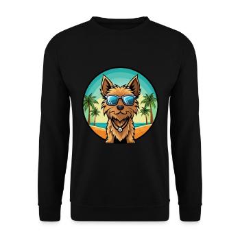 Australian Silky Terrier Dog Breed Cartoon Beach - Unisex Sweatshirt - black - Front - Alina (178cm) & Michal (187cm)