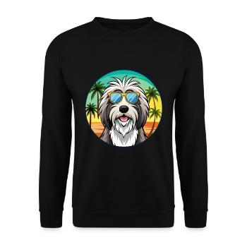 Bearded Collie Chien Race Dessin Animé Lunettes de Soleil Plage - Sweat-shirt Unisexe - noir - Devant - Alina (178cm) & Michal (187cm)