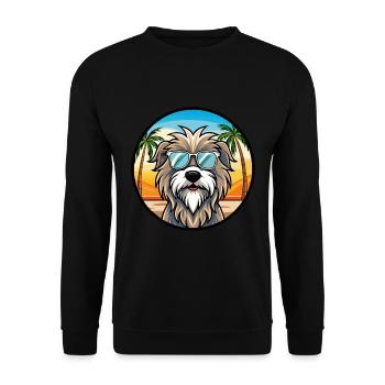 Bergamasco Shepherd Dog Breed Cartoon Sunglasses - Unisex Sweatshirt - black - Front - Alina (178cm) & Michal (187cm)