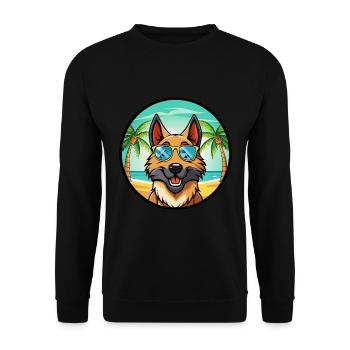 Belgian Sheepdog Breed Cartoon Sunglasses Beach - Unisex Sweatshirt - black - Front - Alina (178cm) & Michal (187cm)