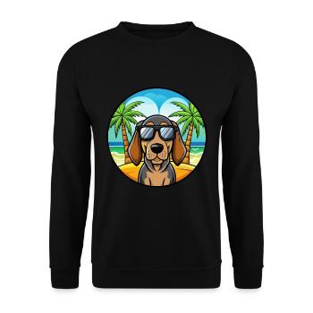 Black And Tan Coonhound Dog Breed Cartoon Beach - Unisex Sweatshirt - black - Front - Alina (178cm) & Michal (187cm)