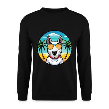 Bull Terrier Dog Breed Cartoon Sunglasses Beach - Unisex Sweatshirt - black - Front - Alina (178cm) & Michal (187cm)