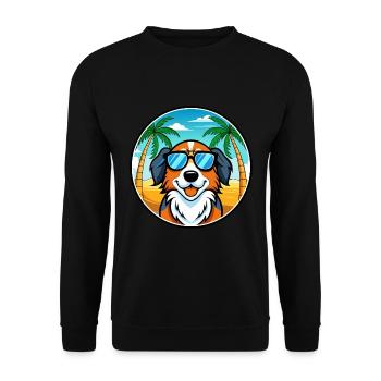 Bernese Mountain Dog Breed Cartoon Sunglass Beach - Unisex Sweatshirt - black - Front - Alina (178cm) & Michal (187cm)