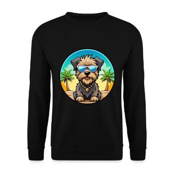 Bouvier Des Flandres Hunderasse Cartoon Sonnenbrille - Unisex Pullover - Schwarz - Vorne - Alina (178cm) & Michal (187cm)