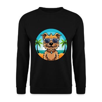 Border Terrier Dog Breed Cartoon Sunglasses Beach - Unisex Sweatshirt - black - Front - Alina (178cm) & Michal (187cm)