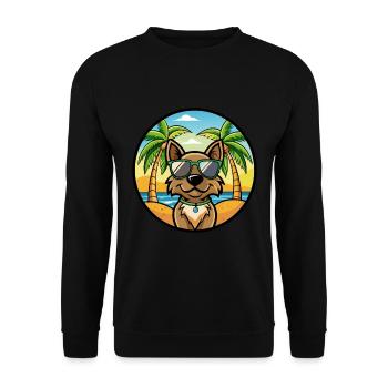 Cao da Serra de Aires Hunderasse Cartoon Sonnenbrille - Unisex Pullover - Schwarz - Vorne - Alina (178cm) & Michal (187cm)