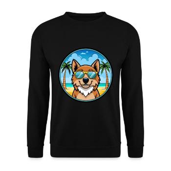 Caucasian Ovcharka Dog Breed Cartoon Sunglasses - Unisex Sweatshirt - black - Front - Alina (178cm) & Michal (187cm)