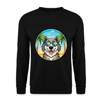 Caucasian Shepherd Dog Breed Cartoon Sunglasses - Unisex Sweatshirt - black - Front - Alina (178cm) & Michal (187cm)