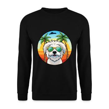 Coton De Tulear Hunderasse Cartoon Sonnenbrille Strand - Unisex Pullover - Schwarz - Vorne - Alina (178cm) & Michal (187cm)