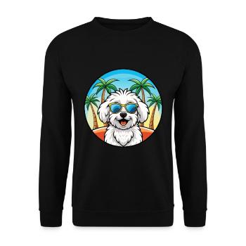 Bichon frisé race de chien dessin animé lunettes de soleil plage - Sweat-shirt Unisexe - noir - Devant - Alina (178cm) & Michal (187cm)