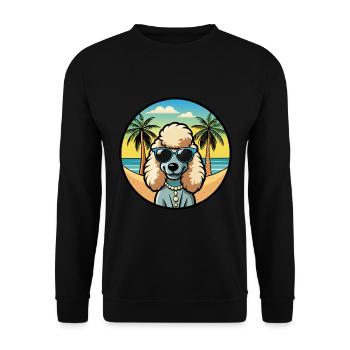 Corded Poodle Dog Breed Cartoon Sunglasses Beach - Unisex Sweatshirt - black - Front - Alina (178cm) & Michal (187cm)