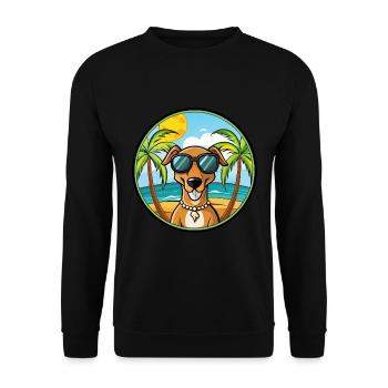 Cretan Hound Dog Breed Cartoon Sunglasses Beach - Unisex Sweatshirt - black - Front - Alina (178cm) & Michal (187cm)