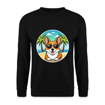 Corgi Dog Breed Cartoon Sunglasses Beach - Unisex Sweatshirt - black - Front - Alina (178cm) & Michal (187cm)