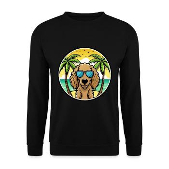 Curly Coated Retriever Dog Breed Cartoon Beach - Unisex Sweatshirt - black - Front - Alina (178cm) & Michal (187cm)