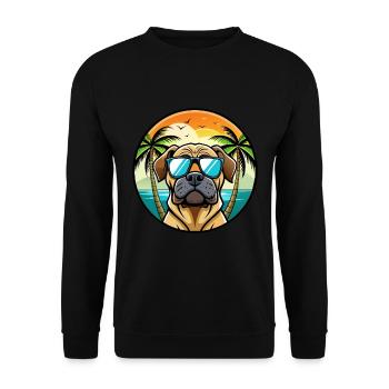 Englische Dogge Hund Rasse Cartoon Sonnenbrille Strand - Unisex Pullover - Schwarz - Vorne - Alina (178cm) & Michal (187cm)