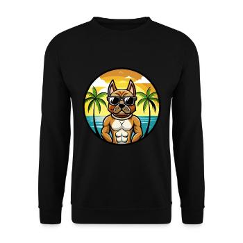 Deutscher Boxer Hund Rasse Cartoon Sonnenbrille Strand - Unisex Pullover - Schwarz - Vorne - Alina (178cm) & Michal (187cm)