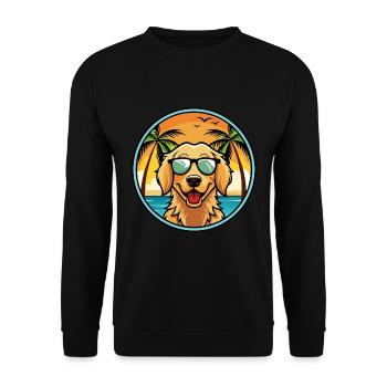 Flat Coated Retriever Dog Breed Cartoon Sunglasses - Unisex Sweatshirt - black - Front - Alina (178cm) & Michal (187cm)