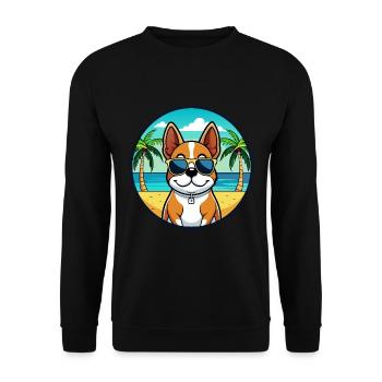 Lunettes de soleil de dessin animé de race de chien de Bretagne française plage - Sweat-shirt Unisexe - noir - Devant - Alina (178cm) & Michal (187cm)