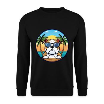 Bouledogue anglais race dessin animé lunettes de soleil plage - Sweat-shirt Unisexe - noir - Devant - Alina (178cm) & Michal (187cm)