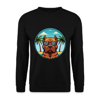 French Bordeaux Mastiff Dog Breed Cartoon Beach - Unisex Sweatshirt - black - Front - Alina (178cm) & Michal (187cm)