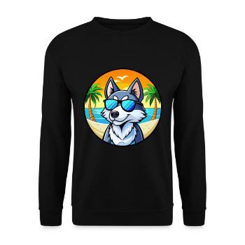 Husky Chien Race Dessin Animé Lunettes De Soleil Plage - Sweat-shirt Unisexe - noir - Devant - Alina (178cm) & Michal (187cm)