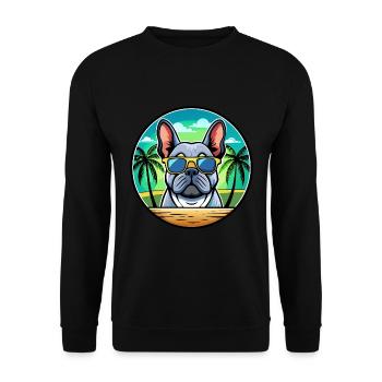French Bulldog Breed Cartoon Sunglasses Beach - Unisex Sweatshirt - black - Front - Alina (178cm) & Michal (187cm)