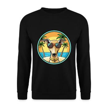 Lévrier italien race chien dessin animé lunettes de soleil plage - Sweat-shirt Unisexe - noir - Devant - Alina (178cm) & Michal (187cm)