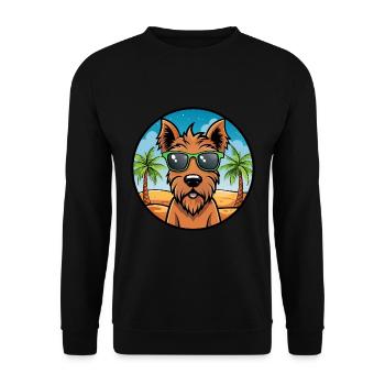 Irish Terrier Dog Breed Cartoon Sunglasses Beach - Unisex Sweatshirt - black - Front - Alina (178cm) & Michal (187cm)