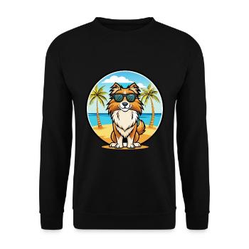 English Shepherd Dog Breed Cartoon Sunglass Beach - Unisex Sweatshirt - black - Front - Alina (178cm) & Michal (187cm)