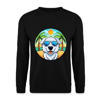 Kuvasz Chien Race Dessin Animé Lunettes de Soleil Plage - Sweat-shirt Unisexe - noir - Devant - Alina (178cm) & Michal (187cm)