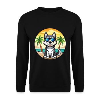 Labrador Husky Chien Race Dessin Animé Lunettes De Soleil Plage - Sweat-shirt Unisexe - noir - Devant - Alina (178cm) & Michal (187cm)