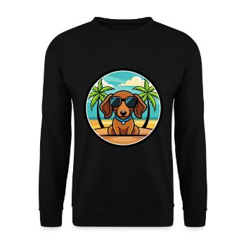 Miniatur Dackel Hund Rasse Cartoon Sonnenbrille - Unisex Pullover - Schwarz - Vorne - Alina (178cm) & Michal (187cm)