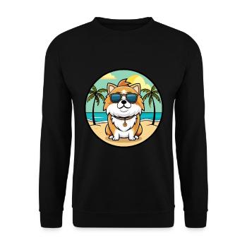 Japonais Chin Chien Race Dessin Animé Lunettes De Soleil Plage - Sweat-shirt Unisexe - noir - Devant - Alina (178cm) & Michal (187cm)